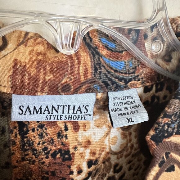 Vintage Samanthas Style Shoppe Womens Abstract Print Top XL Cotton - Picture 3 of 8